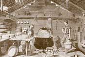 Drawing showing cheese making a long time ago