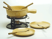 Photograph of a Swiss fondue set