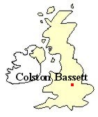 Map of Great Britain showing the location of Colston Bassett, Nottinghamshire