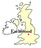 Map of Great Britain showing the location of Earlswood, West Midlands