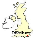 Map of Great Britain showing location of Duddleswell, East Sussex