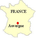 Map of France showing the location of the Auvergne