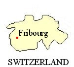 Map of Switzerland showing the canton of Fribourg