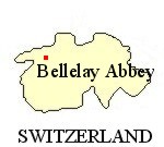Map of Switzerland showing the location of Bellelay Abbey