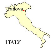 Map of Italy showing the location of Padova