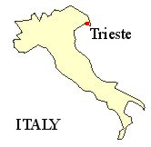 Map of Italy showing the location of Trieste
