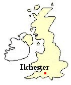 Map of Great Britain showing the location of Ilchester, Somerset