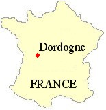 Map of France showing the location of Dordogne