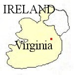 Map of Ireland showing location of Virginia, Cavan