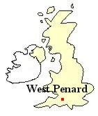 Map of Great Britain showing the location of West Penard, Somerset