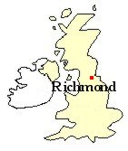 Map of Great Britain showing location of Richmond, North Yorkshire