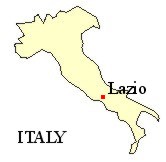 Map of Italy showing the location of Lazio