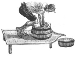 Drawing of a manual cheese press