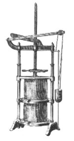 Drawing of a mechanical cheese press