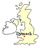 Map of Great Britain showing location of Dymock, Gloucestershire